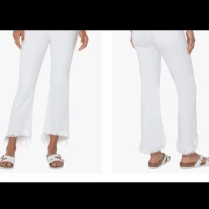 Liverpool Los Angeles Crop Flare Fringe White Jean